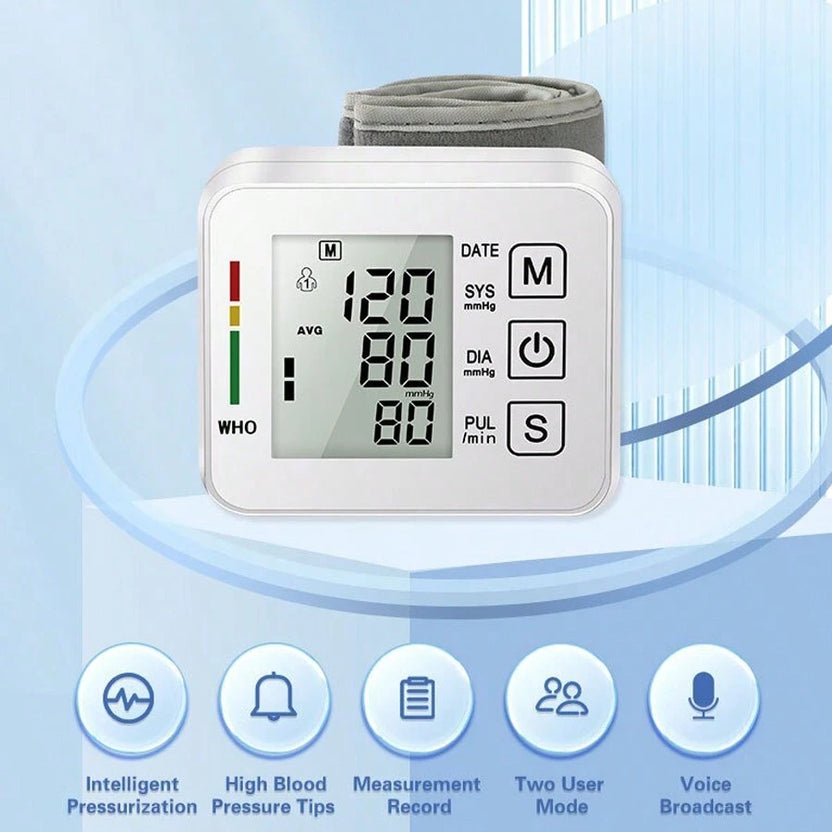 🚀Discount 50% - Electronic Wrist Blood Pressure LCD Monitor